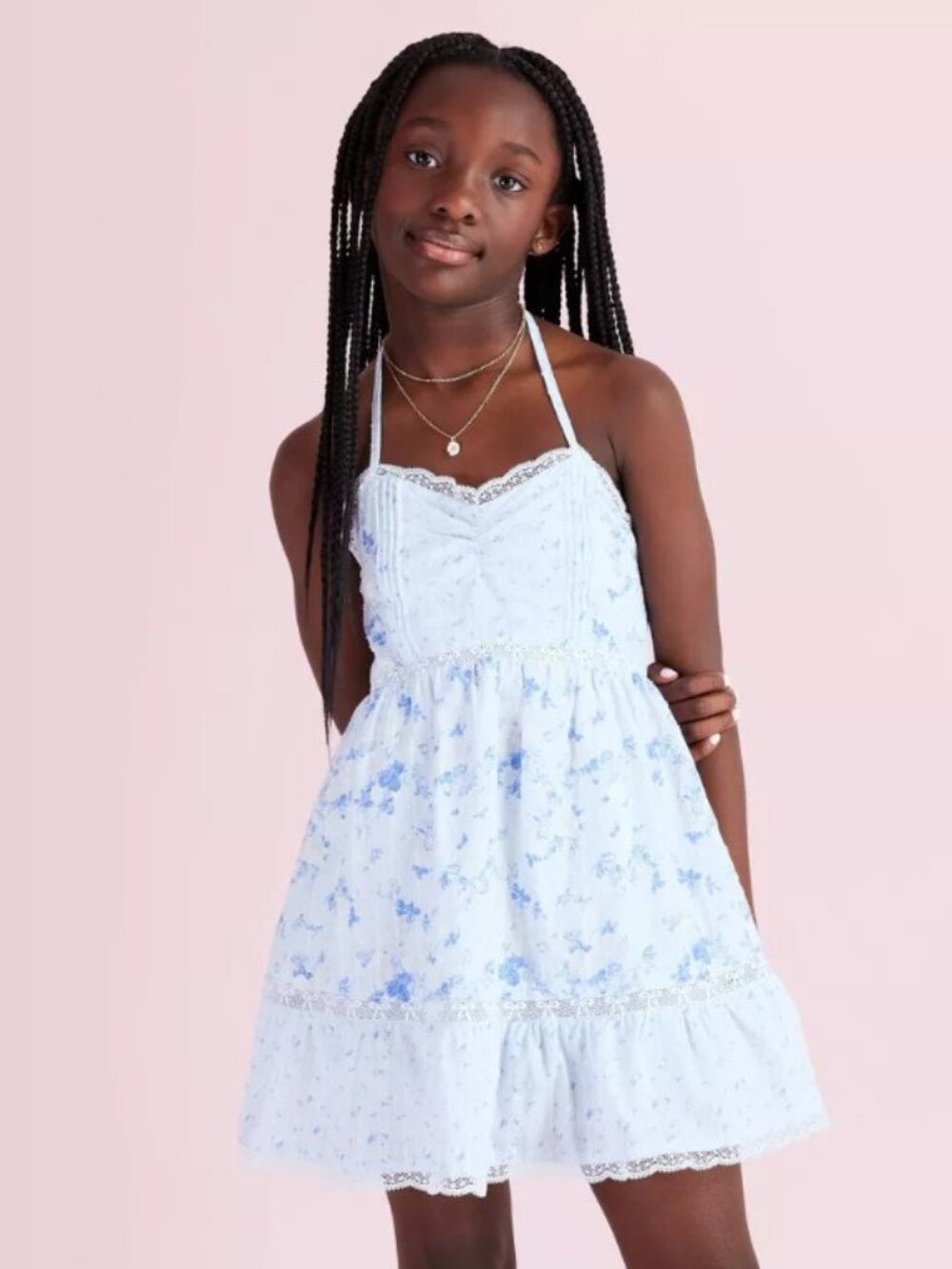 LoveShackFancy Target girls' blue halter dress 12 Annabelle budding floral